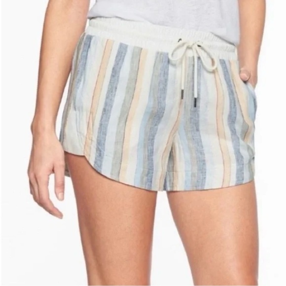 Athleta Beachside Bali Linen Shorts Striped Women’s Size 8 - Picture 2 of 10